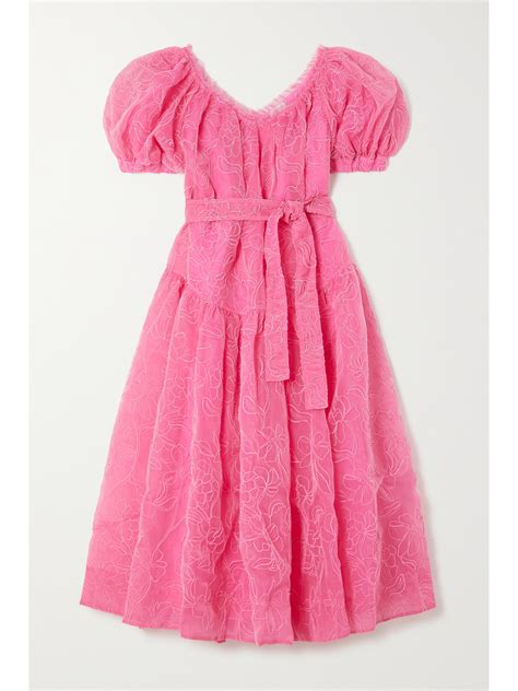 buy chloe belted tiered organza midi dress